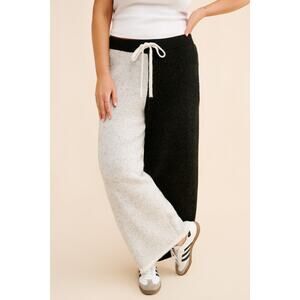 FLAT WHITE Women's Half And Half Sweater Pants Size 1X In Black & White